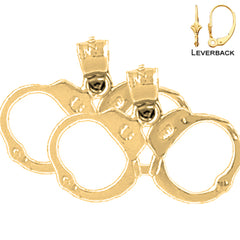 Sterling Silver 17mm Handcuffs Earrings (White or Yellow Gold Plated)