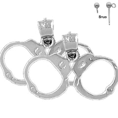 Sterling Silver 17mm Handcuffs Earrings (White or Yellow Gold Plated)