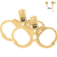 Sterling Silver 17mm Handcuffs Earrings (White or Yellow Gold Plated)