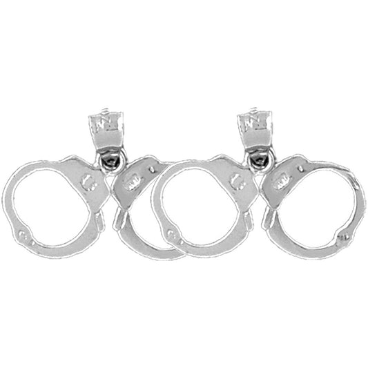 Sterling Silver 17mm Handcuffs Earrings