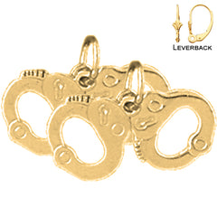 Sterling Silver 16mm Handcuffs Earrings (White or Yellow Gold Plated)