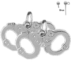 16 mm Handschellen-Ohrringe aus Sterlingsilber (weiß- oder gelbvergoldet)