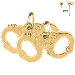 Sterling Silver 16mm Handcuffs Earrings (White or Yellow Gold Plated)