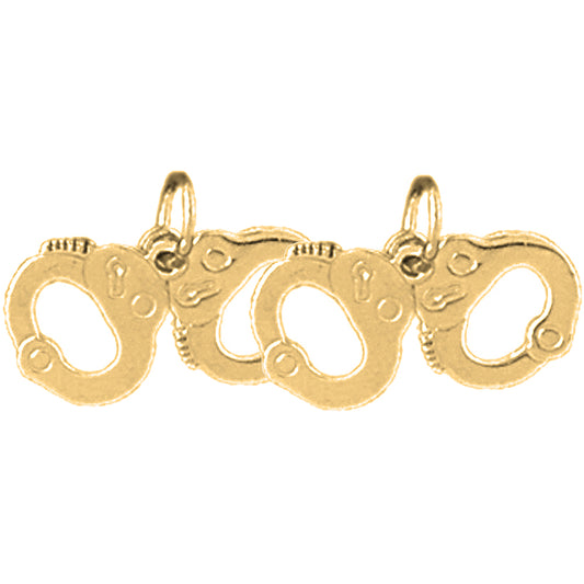 Yellow Gold-plated Silver 16mm Handcuffs Earrings