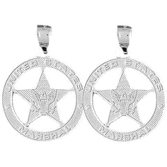 Sterling Silver 33mm United States Marshall Earrings