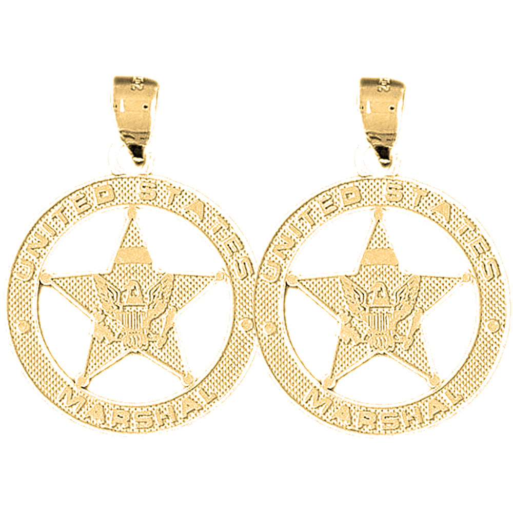 Yellow Gold-plated Silver 33mm United States Marshall Earrings