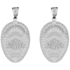 Sterling Silver 36mm Police Officer Badge Earrings