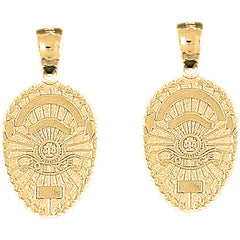 14K or 18K Gold 25mm Police Officer Badge Earrings