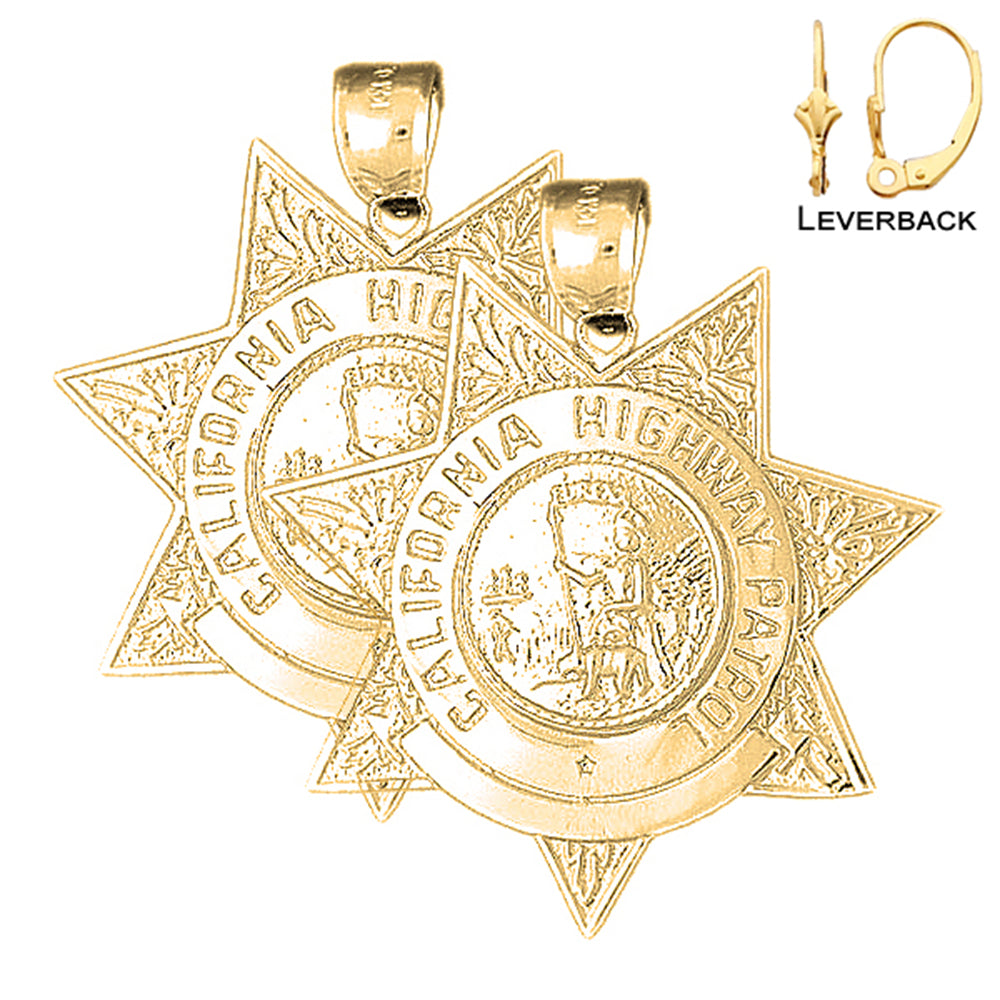 Ohrringe aus 14-karätigem oder 18-karätigem Gold der California Highway Patrol