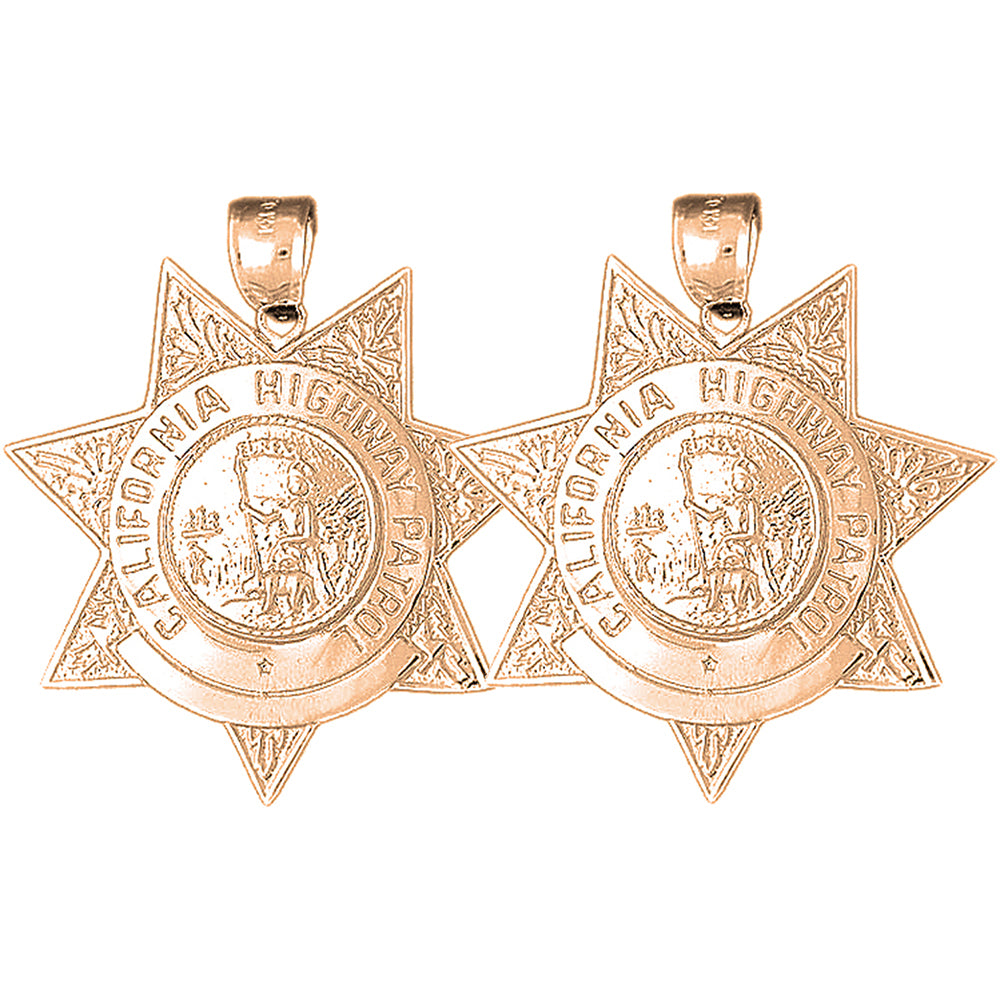 14K or 18K Gold 40mm California Highway Patrol Earrings