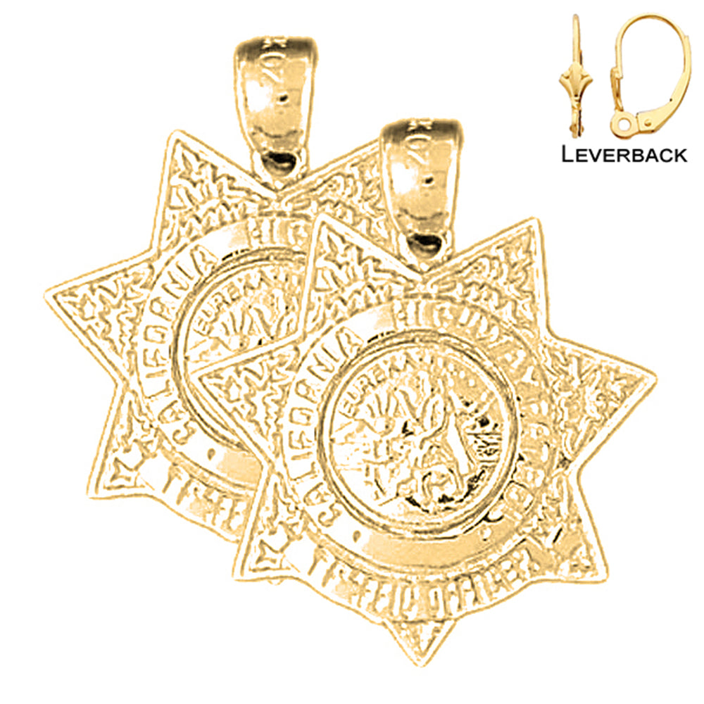 14K or 18K Gold California Highway Patrol Earrings
