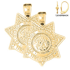 Sterling Silver 25mm California Highway Patrol Earrings (White or Yellow Gold Plated)