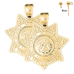 Sterling Silver 25mm California Highway Patrol Earrings (White or Yellow Gold Plated)