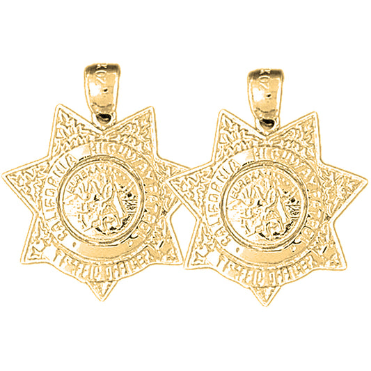 Yellow Gold-plated Silver 25mm California Highway Patrol Earrings