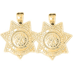 Yellow Gold-plated Silver 25mm California Highway Patrol Earrings