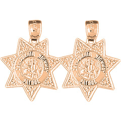 14K or 18K Gold 23mm California Highway Patrol Earrings