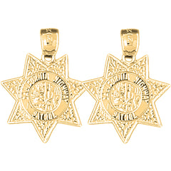 14K or 18K Gold 23mm California Highway Patrol Earrings