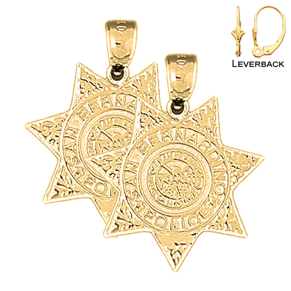 14K or 18K Gold San Bernardino Police Earrings