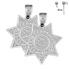 26 mm große San Bernardino Police-Ohrringe aus Sterlingsilber (weiß- oder gelbvergoldet)