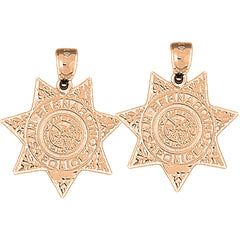 14K or 18K Gold 26mm San Bernardino Police Earrings