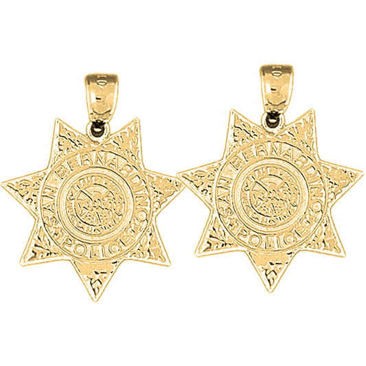 Yellow Gold-plated Silver 26mm San Bernardino Police Earrings