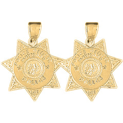 Yellow Gold-plated Silver 29mm Maywood Police Earrings