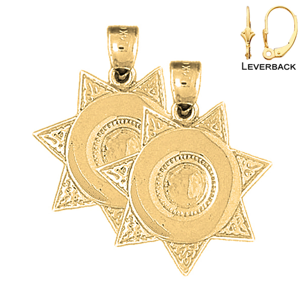 14K or 18K Gold Badge Earrings