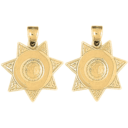 Yellow Gold-plated Silver 26mm Badge Earrings
