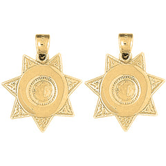 14K or 18K Gold 26mm Badge Earrings