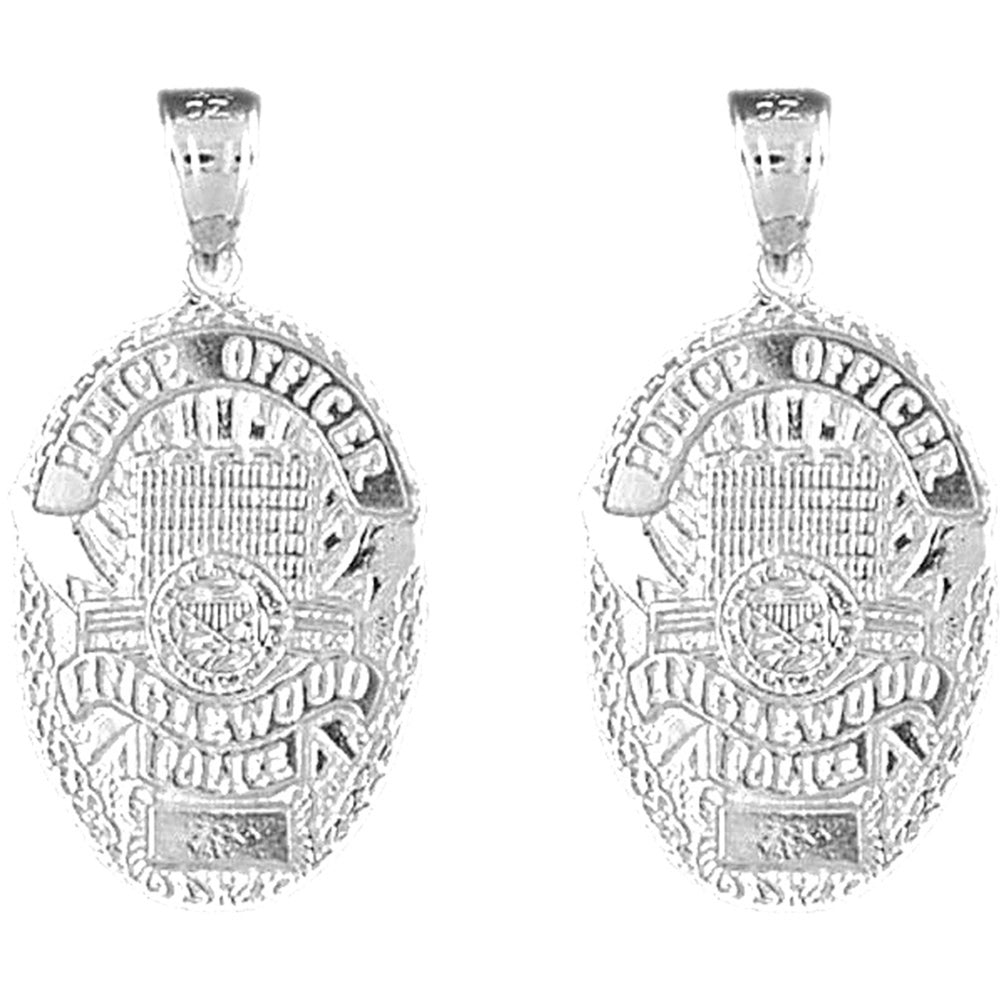Sterling Silver 31mm Inglewood Police Earrings