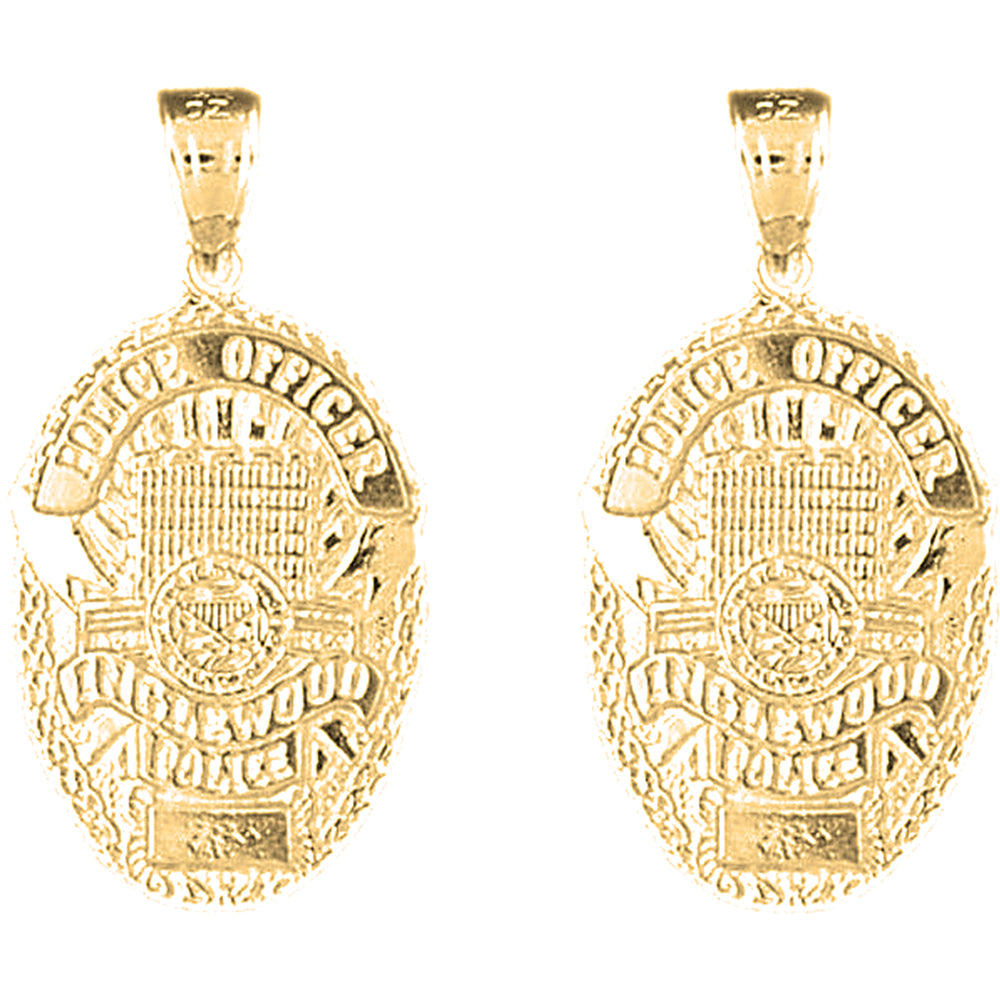 14K or 18K Gold 31mm Inglewood Police Earrings