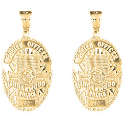 Yellow Gold-plated Silver 31mm Inglewood Police Earrings