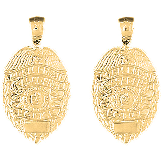 14K or 18K Gold 30mm Pasadena Police Earrings
