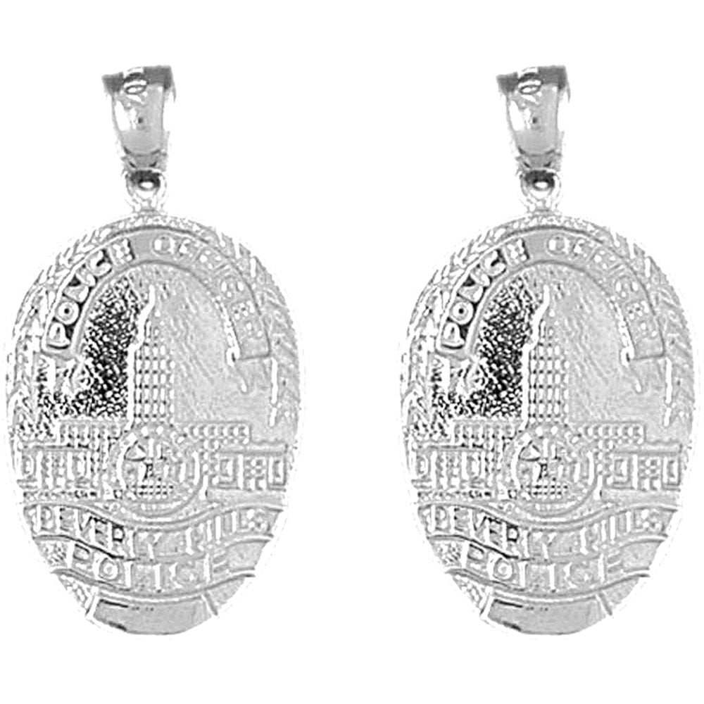 Sterling Silver 30mm Beverly Hills Police Earrings