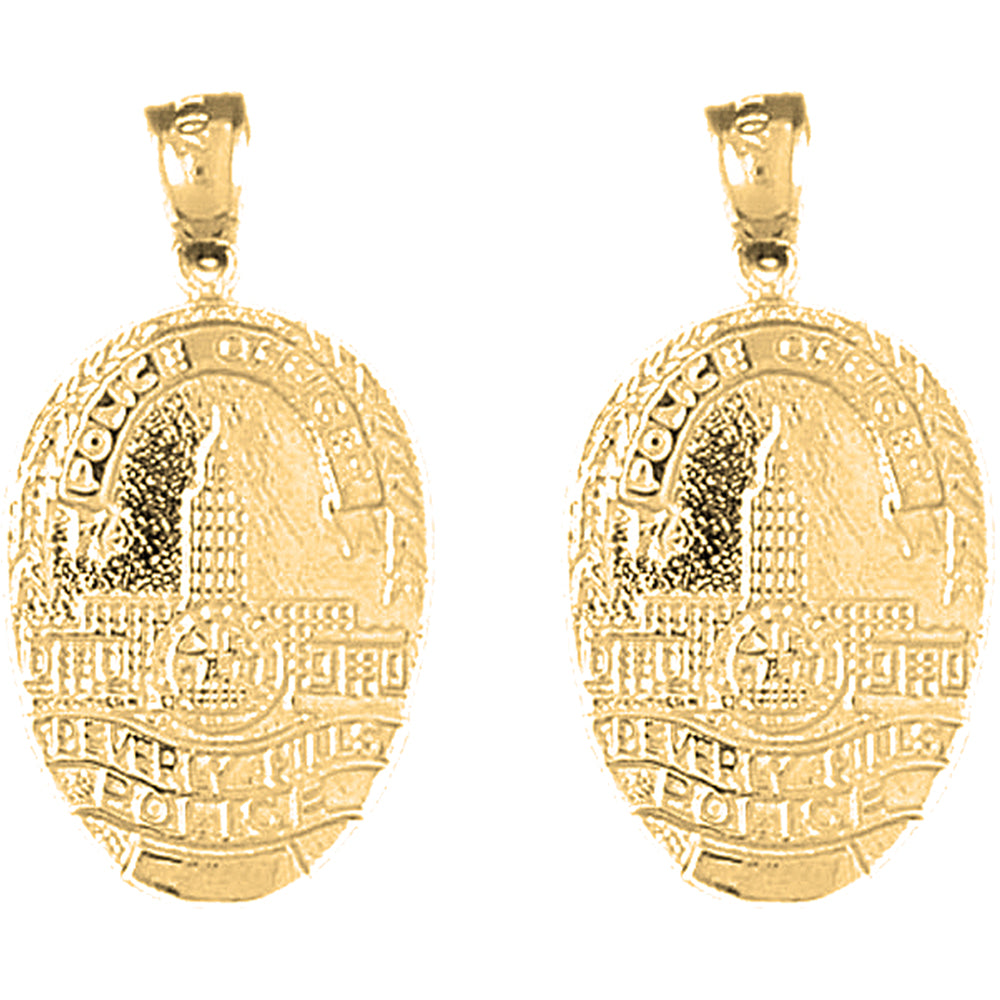 Yellow Gold-plated Silver 30mm Beverly Hills Police Earrings