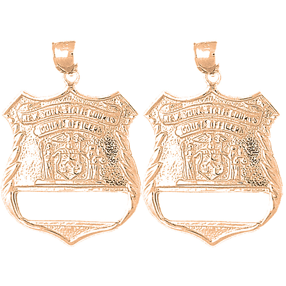 14K or 18K Gold 38mm New York Police Earrings