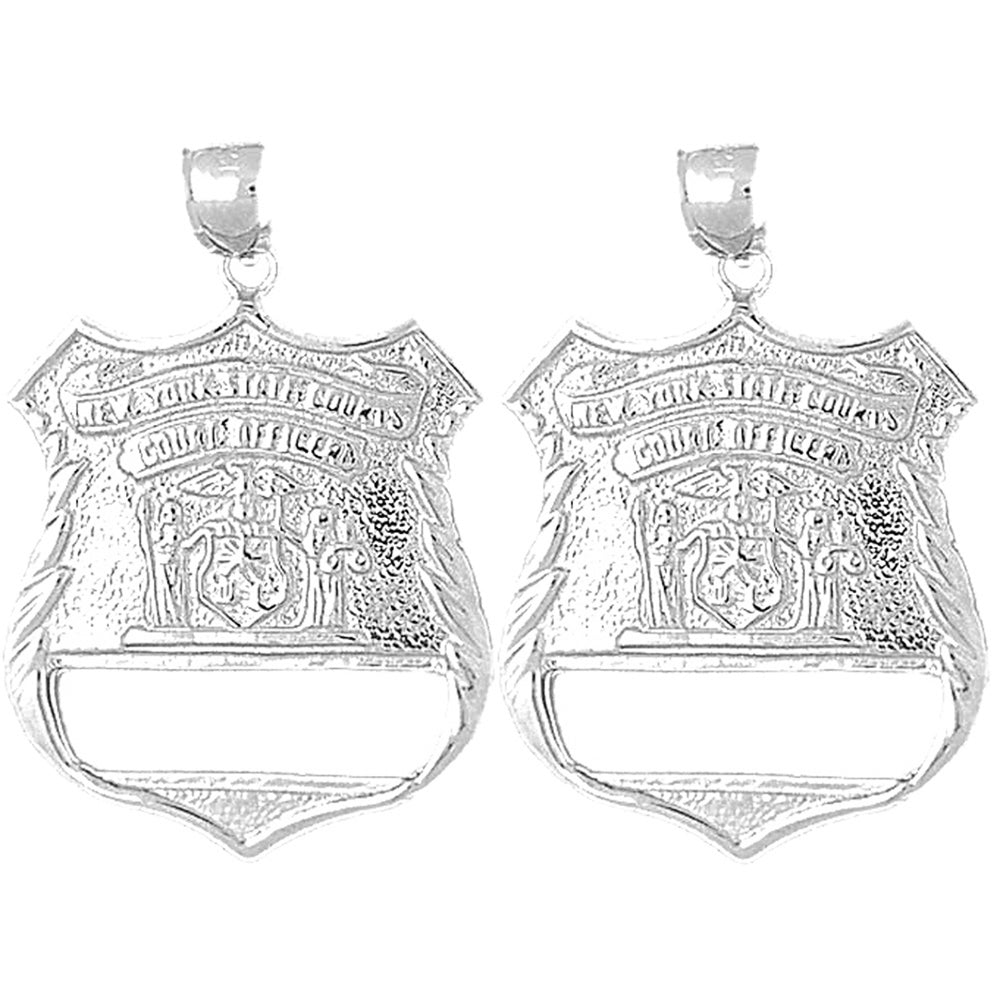Sterling Silver 38mm New York Police Earrings