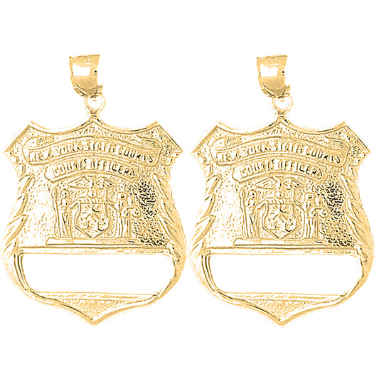 Yellow Gold-plated Silver 38mm New York Police Earrings