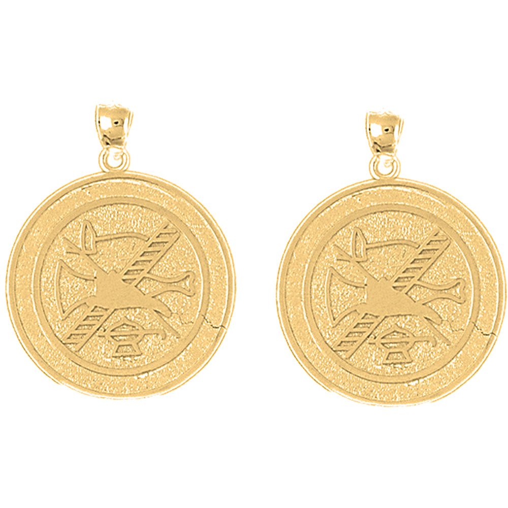 Yellow Gold-plated Silver 31mm Fire Department Earrings