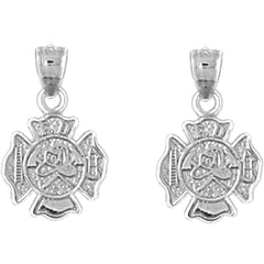 Sterling Silver 17mm Fire Department Earrings