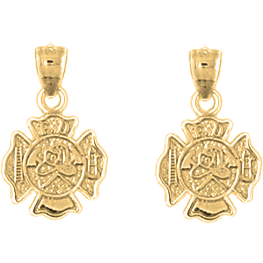 Yellow Gold-plated Silver 17mm Fire Department Earrings