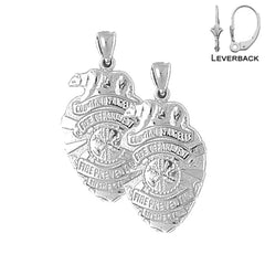 Sterling Silver 19mm Fire Department Earrings (White or Yellow Gold Plated)