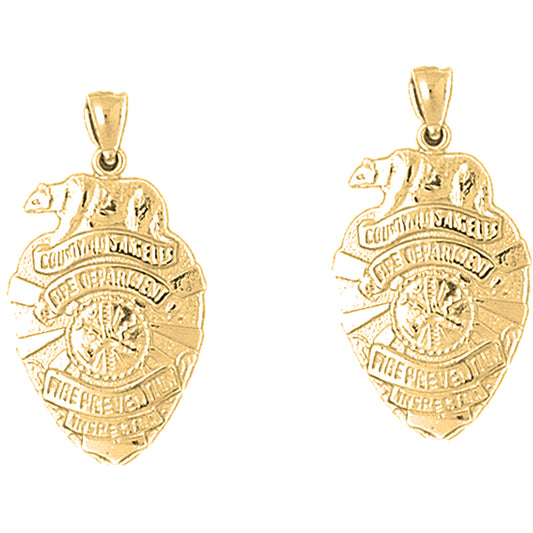 Yellow Gold-plated Silver 19mm Fire Department Earrings