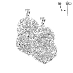 Sterling Silver 30mm Fire Department San Francisco Earrings (White or Yellow Gold Plated)