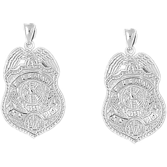 Sterling Silver 30mm Fire Department San Francisco Earrings