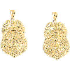 Yellow Gold-plated Silver 30mm Fire Department San Francisco Earrings