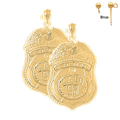 Sterling Silver 29mm Los Angeles Fire Department Earrings (White or Yellow Gold Plated)