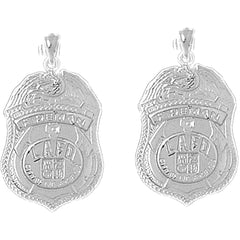 Sterling Silver 29mm Los Angeles Fire Department Earrings