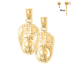 Sterling Silver 23mm Fireman's Helmet Earrings (White or Yellow Gold Plated)