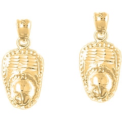 Yellow Gold-plated Silver 23mm Fireman's Helmet Earrings